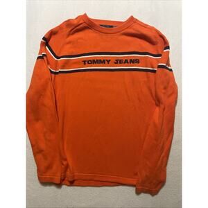 Y2K Tommy Jeans Hilfiger Sweatshirt Shirt Men's Large Logo Spell Out Vintage